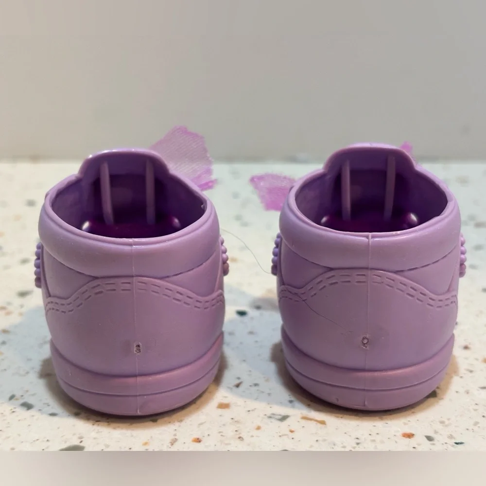 90s Vintage Galoob Baby Face Doll Shoes‎ Purple with Hearts